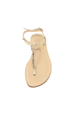 Elegant flat gold sandals Da Costanzo | JEWELSTRIPEOROORO